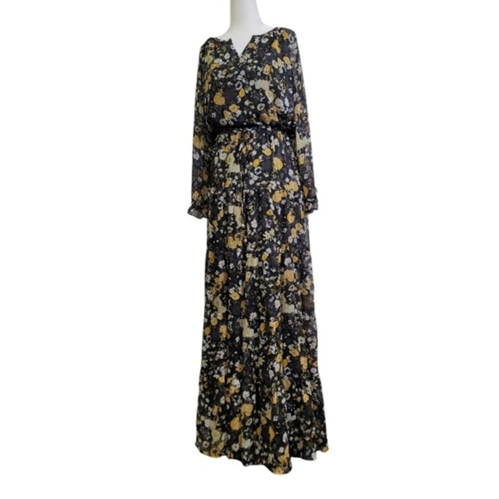 Lynn Adler Floral Boho Tiered  Maxi dress